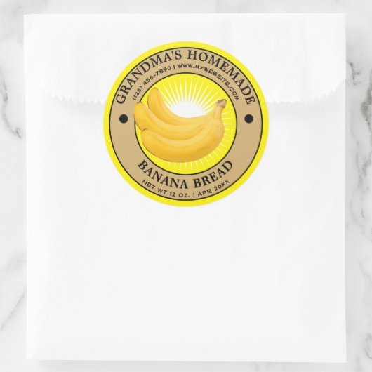  zelfgemaakte bananenbroodlabel Sjabloon Ronde Sticker (Tas)