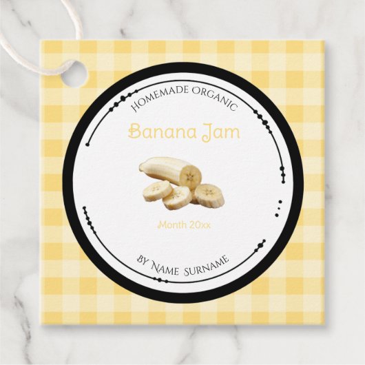 Zelfgemaakte Bananenjam Label Met Ingredienten (Voorkant)