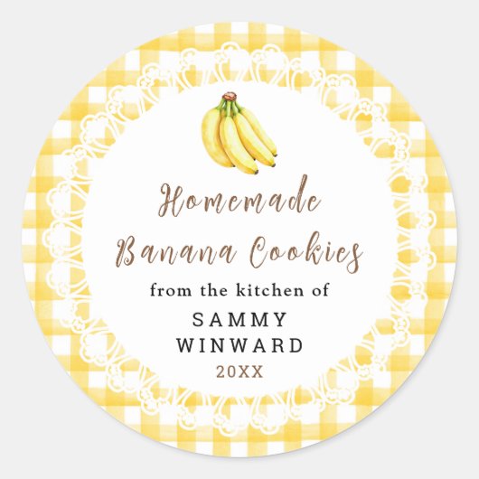 Zelfgemaakte Bananenkoekjes Etiket (Voorkant)