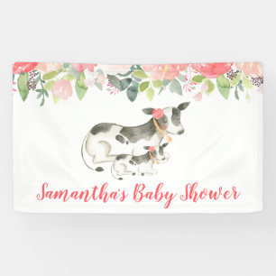 Zelfgemaakte banner met zuivelkoe en bloemen voor 