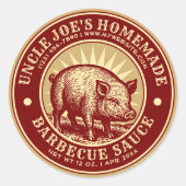 Zelfgemaakte Barbecue Sauce Hog Label Sjabloon (Voorkant)