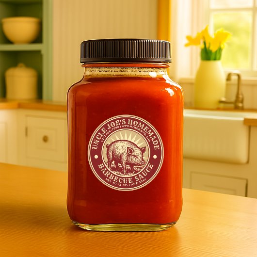 Zelfgemaakte Barbecue Sauce Hog Label Sjabloon