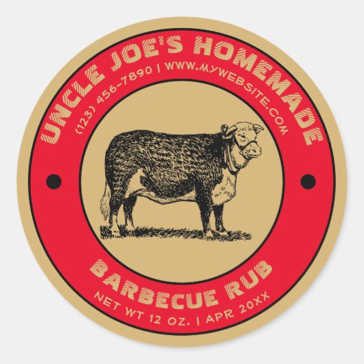  zelfgemaakte barbecue wrijven label Sjabloon (Voorkant)