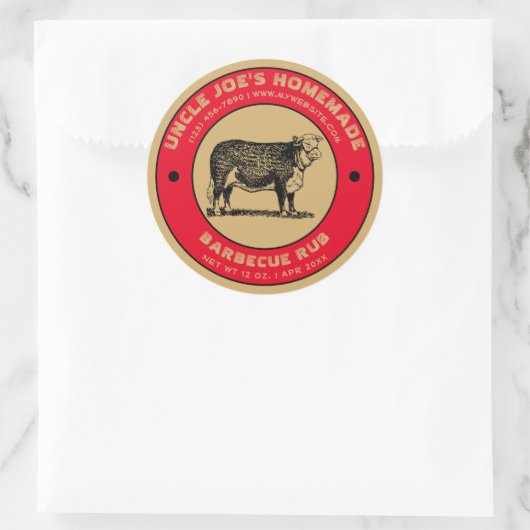  zelfgemaakte barbecue wrijven label Sjabloon (Tas)