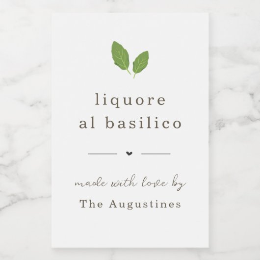 Zelfgemaakte Basil Likeur Fles Gift Label Voedselcontainer Etiket (Enkel label)