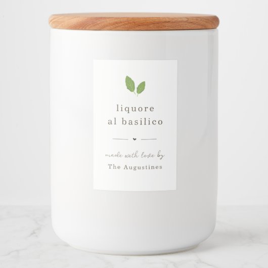 Zelfgemaakte Basil Likeur Fles Gift Label Voedselcontainer Etiket (Voorkant)