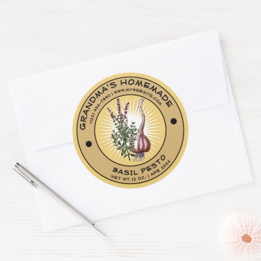 Zelfgemaakte Basil Pesto Label Sjabloon (Envelop)