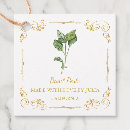 Zelfgemaakte Basil Pesto Square Hang Label (Voorkant)