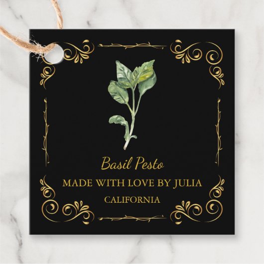 Zelfgemaakte Basil Pesto Square Hang Label (Voorkant)