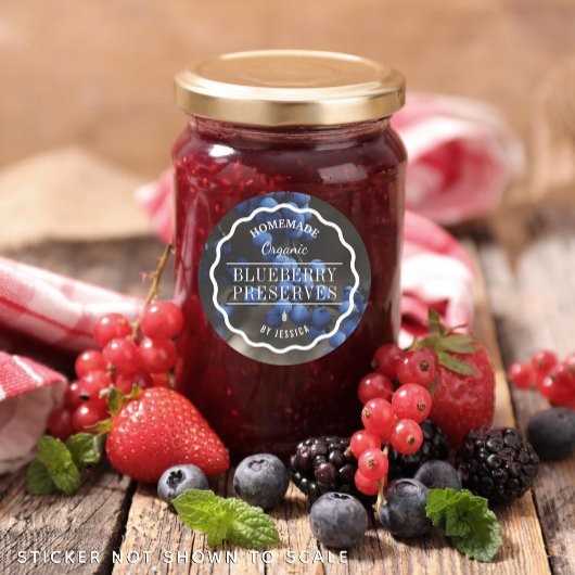 Zelfgemaakte Behoudt Blueberry Jam Keuken Ronde Sticker