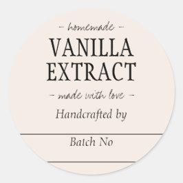 Zelfgemaakte Beige Vanilla Extract Keukenpot Ronde Sticker