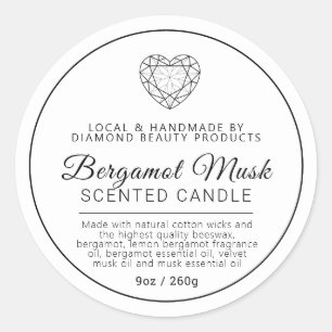 Zelfgemaakte Bergamot Musk diamant kaars ingrediën Ronde Sticker