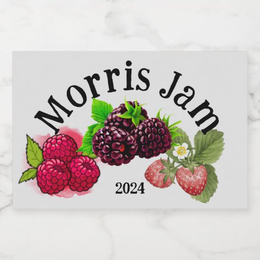 Zelfgemaakte bessenjam voedselcontainer etiket (Enkel label)