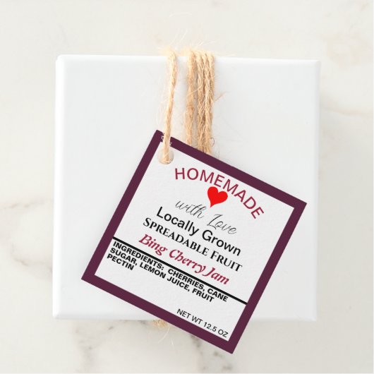 Zelfgemaakte Bing Cherry Jam QR-code achterzijde Bedankjes Labels (In situ)