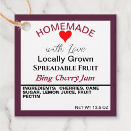 Zelfgemaakte Bing Cherry Jam QR-code achterzijde Bedankjes Labels