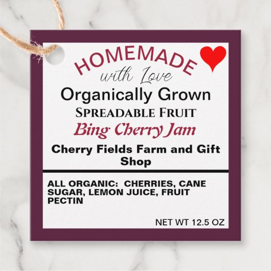 Zelfgemaakte Bing Cherry Jam QR-code Bedankjes Labels (Voorkant)