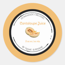 Zelfgemaakte Biologische Cantaloupe-sap Etiketstic Ronde Sticker