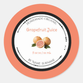 Zelfgemaakte Biologische Grapefruitsap Etiket Stic
