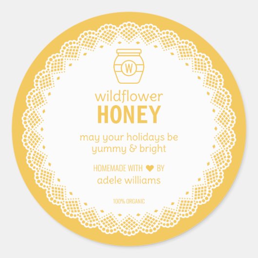 Zelfgemaakte biologische honing Sticker (Voorkant)