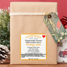 Zelfgemaakte biologische Sinaasappel Jam Inblikken Vierkante Sticker