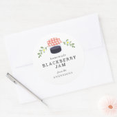 Zelfgemaakte BlackBerry Jam Jar Bloemen Wit Ronde Sticker (Envelop)