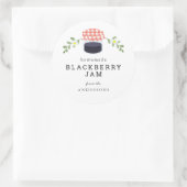 Zelfgemaakte BlackBerry Jam Jar Bloemen Wit Ronde Sticker (Tas)