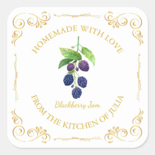 zelfgemaakte Blackberry Jam Square Label