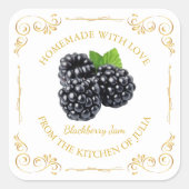 zelfgemaakte Blackberry Jam Square Label (Voorkant)
