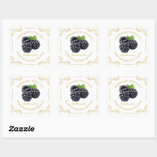 zelfgemaakte Blackberry Jam Square Label (Vel)