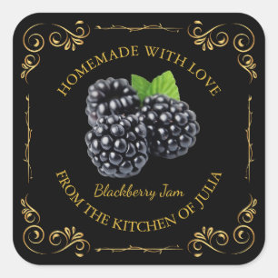 zelfgemaakte Blackberry Jam Square Label