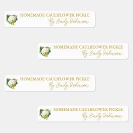 Zelfgemaakte bloemkool Pickle Thin Label