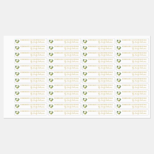 Zelfgemaakte bloemkool Pickle Thin Label (Vel)