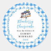 Zelfgemaakte Blueberry Cheesecake Eetlabel Ronde Sticker (Voorkant)