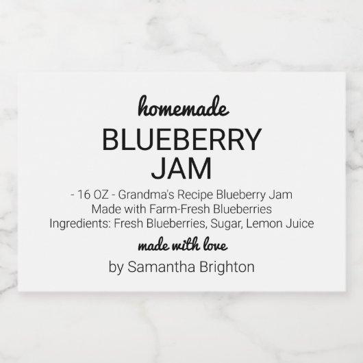 Zelfgemaakte Blueberry Jam Custom Kitchen Pantry Voedselcontainer Etiket (Enkel label)