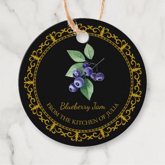 Zelfgemaakte Blueberry Jam Hang Label l Zwart (Voorkant)