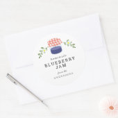 Zelfgemaakte Blueberry Jam Jar Bloemen Wit Ronde Sticker (Envelop)
