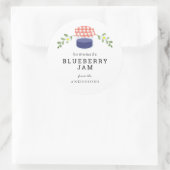 Zelfgemaakte Blueberry Jam Jar Bloemen Wit Ronde Sticker (Tas)