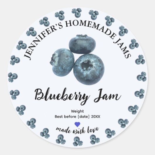Zelfgemaakte Blueberry Jam Jar Label (Voorkant)
