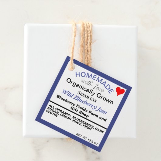 Zelfgemaakte Blueberry Jam QR-code Bedankjes Labels (In situ)