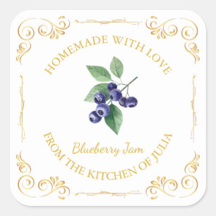  zelfgemaakte Blueberry Jam Square Label