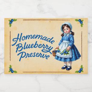Zelfgemaakte Blueberry Preserve -  Voedselcontainer Etiket