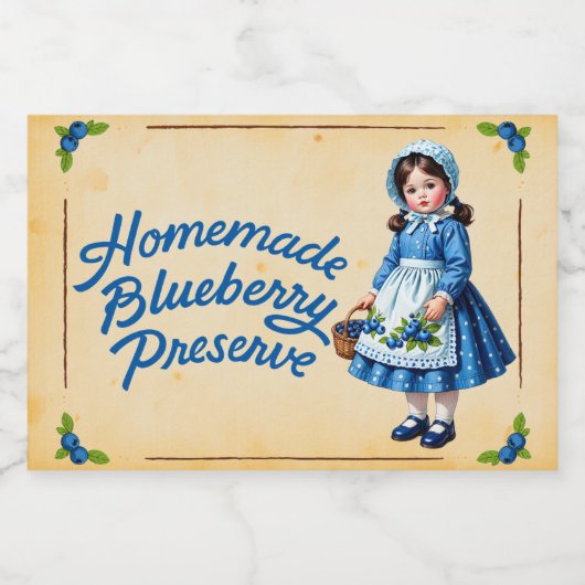 Zelfgemaakte Blueberry Preserve -  Voedselcontainer Etiket (Enkel label)