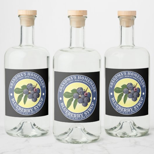 Zelfgemaakte Blueberry Syrup Label Sjabloon Likeurfles Etiket (Flessen)