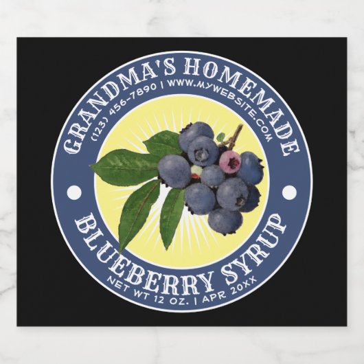Zelfgemaakte Blueberry Syrup Label Sjabloon Likeurfles Etiket (Enkel label)