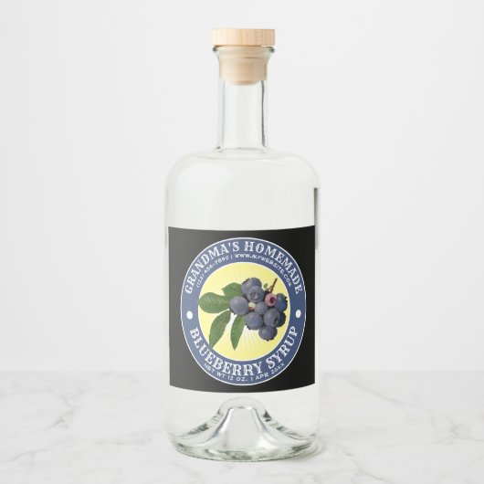 Zelfgemaakte Blueberry Syrup Label Sjabloon Likeurfles Etiket (Voorkant)