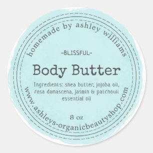 Zelfgemaakte Body Butter Blauwe Biologische Zakeli Ronde Sticker