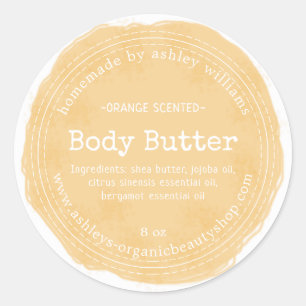 Zelfgemaakte Body Butter Geel Biologisch Bedrijfsl Ronde Sticker