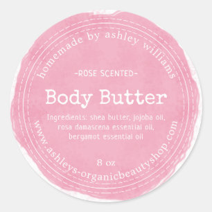 Zelfgemaakte Body Butter Roze Biologisch Zakelijk Ronde Sticker