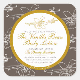Zelfgemaakte bodylotion product vanille bruin vierkante sticker