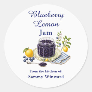 Zelfgemaakte Bosbes Citroen Jam Gift Label